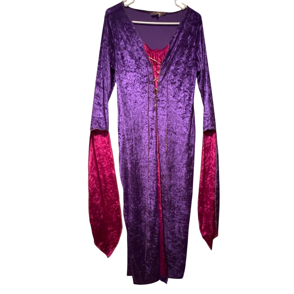 Fun World Purple Crushed Velvet Medieval Renaissance Gown Costume Women 8-14